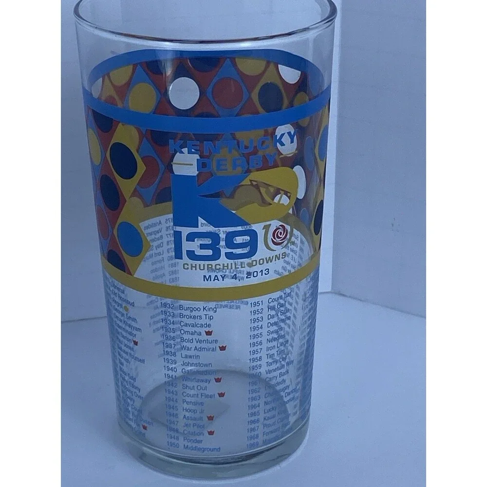 Kentucky Derby 139th Souvenir Glass Churchill Downs Horse Racing Cup Geometric